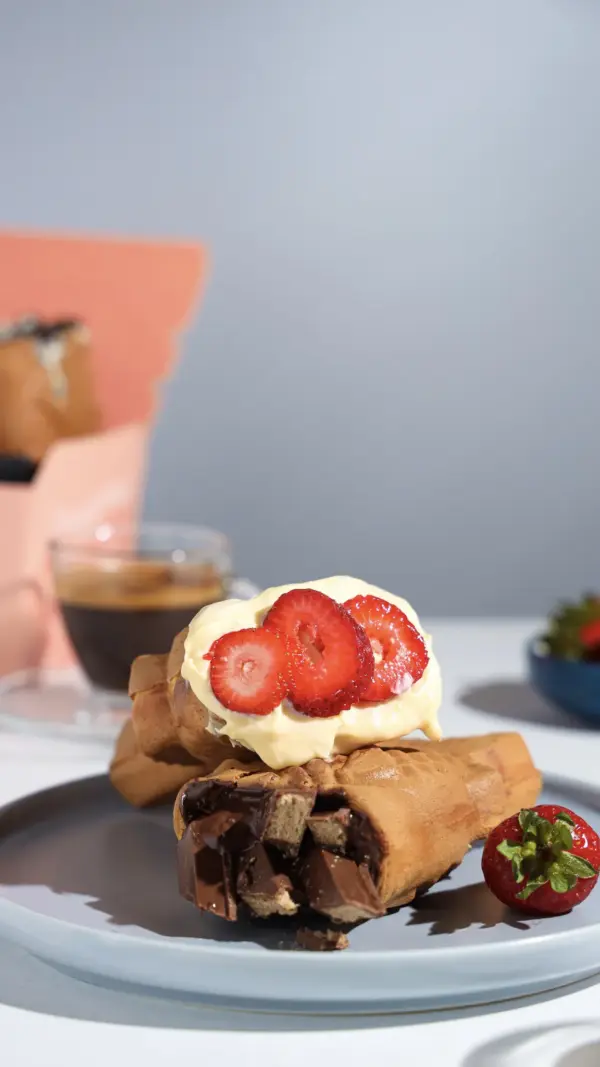 Custard and strawberry